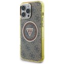 Etui Guess IML Metal Glitter 4G Circle Triangle MagSafe na iPhone 16 Pro - brązowe Guess