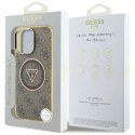 Etui Guess IML Metal Glitter 4G Circle Triangle MagSafe na iPhone 16 Pro - brązowe Guess