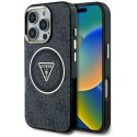 Etui Guess IML Metal Glitter 4G Circle Triangle MagSafe na iPhone 16 Pro - czarne Guess