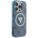 Etui Guess IML Metal Glitter 4G Circle Triangle MagSafe na iPhone 16 Pro - niebieskie Guess