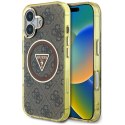 Etui Guess IML Metal Glitter 4G Circle Triangle MagSafe na iPhone 16 - brązowy Guess