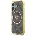 Etui Guess IML Metal Glitter 4G Circle Triangle MagSafe na iPhone 16 - brązowy Guess