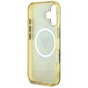 Etui Guess IML Metal Glitter 4G Circle Triangle MagSafe na iPhone 16 - brązowy Guess