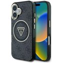 Etui Guess IML Metal Glitter 4G Circle Triangle MagSafe na iPhone 16 - czarne Guess