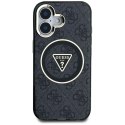 Etui Guess IML Metal Glitter 4G Circle Triangle MagSafe na iPhone 16 - czarne Guess