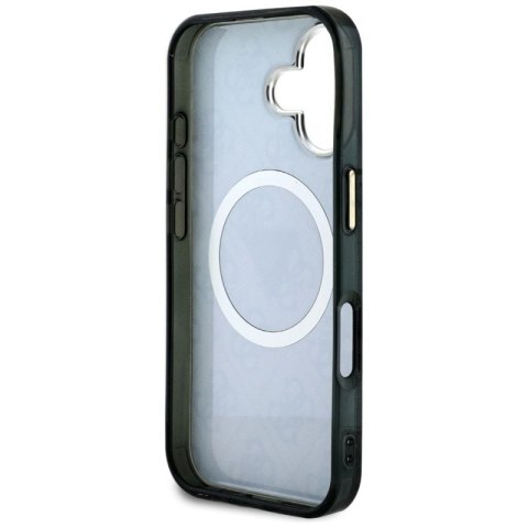 Etui Guess IML Metal Glitter 4G Circle Triangle MagSafe na iPhone 16 - czarne Guess