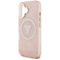 Etui Guess IML Metal Glitter 4G Circle Triangle MagSafe na iPhone 16 - różowe Guess