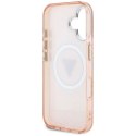 Etui Guess IML Metal Glitter 4G Circle Triangle MagSafe na iPhone 16 - różowe Guess