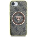 Etui Guess IML Metal Glitter 4G Circle Triangle MagSafe na iPhone 16e - brązowe Guess