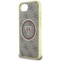 Etui Guess IML Metal Glitter 4G Circle Triangle MagSafe na iPhone 16e - brązowe Guess