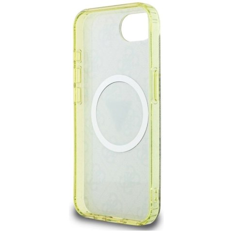 Etui Guess IML Metal Glitter 4G Circle Triangle MagSafe na iPhone 16e - brązowe Guess