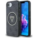 Etui Guess IML Metal Glitter 4G Circle Triangle MagSafe na iPhone 16e - czarne Guess