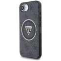 Etui Guess IML Metal Glitter 4G Circle Triangle MagSafe na iPhone 16e - czarne Guess