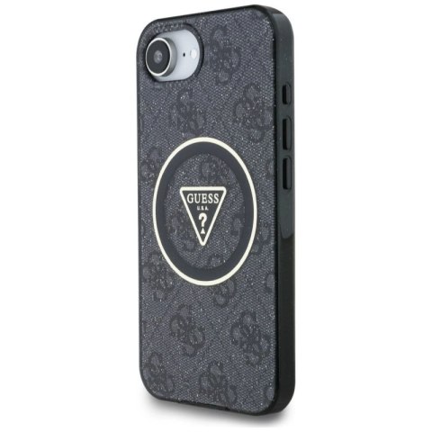 Etui Guess IML Metal Glitter 4G Circle Triangle MagSafe na iPhone 16e - czarne Guess