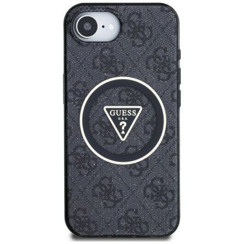 Etui Guess IML Metal Glitter 4G Circle Triangle MagSafe na iPhone 16e - czarne Guess