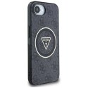 Etui Guess IML Metal Glitter 4G Circle Triangle MagSafe na iPhone 16e - czarne Guess