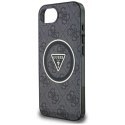 Etui Guess IML Metal Glitter 4G Circle Triangle MagSafe na iPhone 16e - czarne Guess