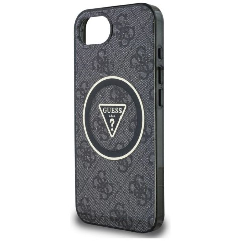Etui Guess IML Metal Glitter 4G Circle Triangle MagSafe na iPhone 16e - czarne Guess