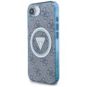 Etui Guess IML Metal Glitter 4G Circle Triangle MagSafe na iPhone 16e - niebieskie Guess