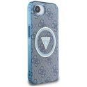 Etui Guess IML Metal Glitter 4G Circle Triangle MagSafe na iPhone 16e - niebieskie Guess