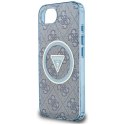Etui Guess IML Metal Glitter 4G Circle Triangle MagSafe na iPhone 16e - niebieskie Guess