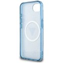 Etui Guess IML Metal Glitter 4G Circle Triangle MagSafe na iPhone 16e - niebieskie Guess