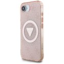 Etui Guess IML Metal Glitter 4G Circle Triangle MagSafe na iPhone 16e - różowe Guess
