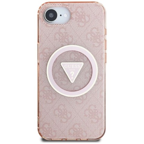 Etui Guess IML Metal Glitter 4G Circle Triangle MagSafe na iPhone 16e - różowe Guess