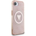 Etui Guess IML Metal Glitter 4G Circle Triangle MagSafe na iPhone 16e - różowe Guess