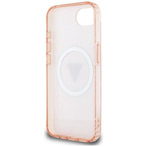 Etui Guess IML Metal Glitter 4G Circle Triangle MagSafe na iPhone 16e - różowe Guess