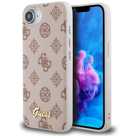 Etui Guess Peony Script Logo MagSafe na iPhone 16e - brązowe Guess