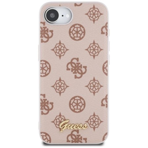Etui Guess Peony Script Logo MagSafe na iPhone 16e - brązowe Guess