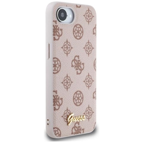 Etui Guess Peony Script Logo MagSafe na iPhone 16e - brązowe Guess