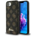 Etui Guess Peony Script Logo MagSafe na iPhone 16e czarne Guess