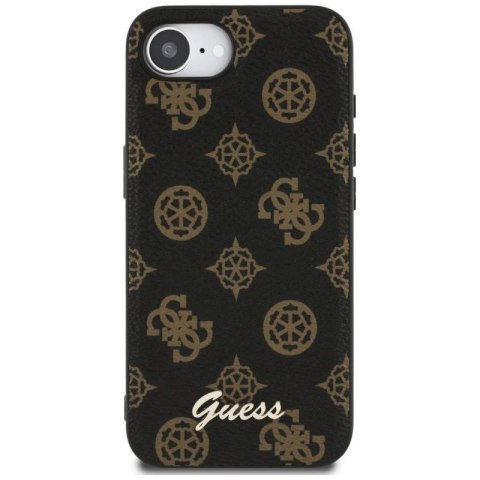 Etui Guess Peony Script Logo MagSafe na iPhone 16e czarne Guess