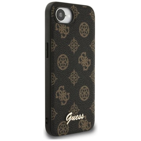 Etui Guess Peony Script Logo MagSafe na iPhone 16e czarne Guess