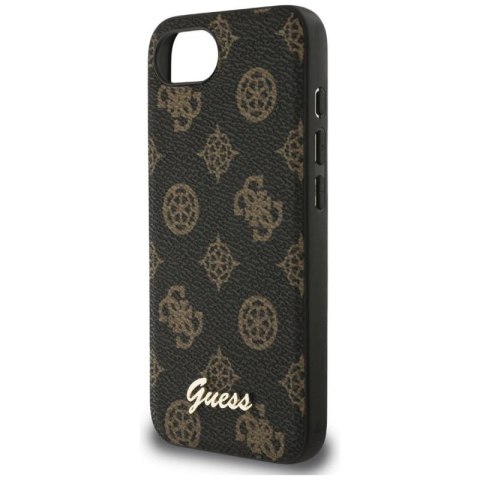 Etui Guess Peony Script Logo MagSafe na iPhone 16e czarne Guess