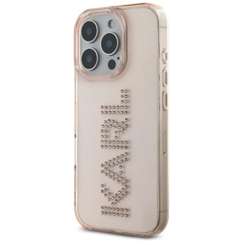 Etui Karl Lagerfeld IML Rhinestones Logo na iPhone 16 Pro Max - różowe Karl Lagerfeld