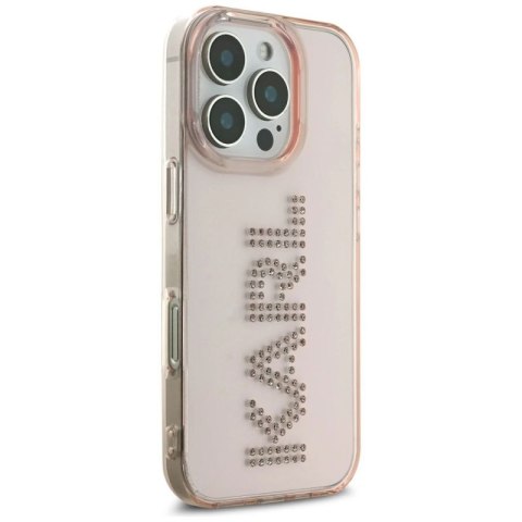 Etui Karl Lagerfeld IML Rhinestones Logo na iPhone 16 Pro Max - różowe Karl Lagerfeld