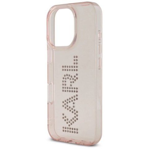 Etui Karl Lagerfeld IML Rhinestones Logo na iPhone 16 Pro Max - różowe Karl Lagerfeld