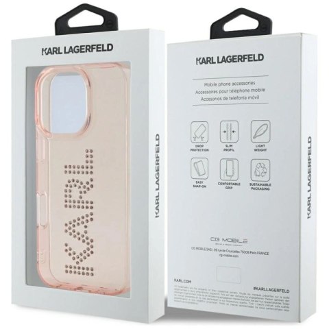 Etui Karl Lagerfeld IML Rhinestones Logo na iPhone 16 Pro Max - różowe Karl Lagerfeld