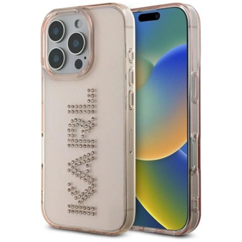 Etui Karl Lagerfeld IML Rhinestones Logo na iPhone 16 Pro - różowe Karl Lagerfeld