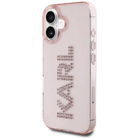Etui Karl Lagerfeld IML Rhinestones Logo na iPhone 16 - różowe Karl Lagerfeld