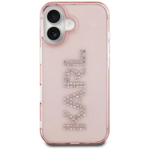 Etui Karl Lagerfeld IML Rhinestones Logo na iPhone 16 - różowe Karl Lagerfeld