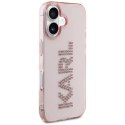 Etui Karl Lagerfeld IML Rhinestones Logo na iPhone 16 - różowe Karl Lagerfeld