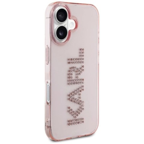 Etui Karl Lagerfeld IML Rhinestones Logo na iPhone 16 - różowe Karl Lagerfeld