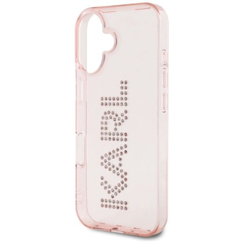 Etui Karl Lagerfeld IML Rhinestones Logo na iPhone 16 - różowe Karl Lagerfeld