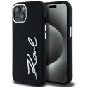 Etui Karl Lagerfeld Silicone Metal Script Logo na iPhone 15 - czarne Karl Lagerfeld