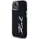 Etui Karl Lagerfeld Silicone Metal Script Logo na iPhone 15 - czarne Karl Lagerfeld