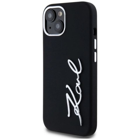 Etui Karl Lagerfeld Silicone Metal Script Logo na iPhone 15 - czarne Karl Lagerfeld